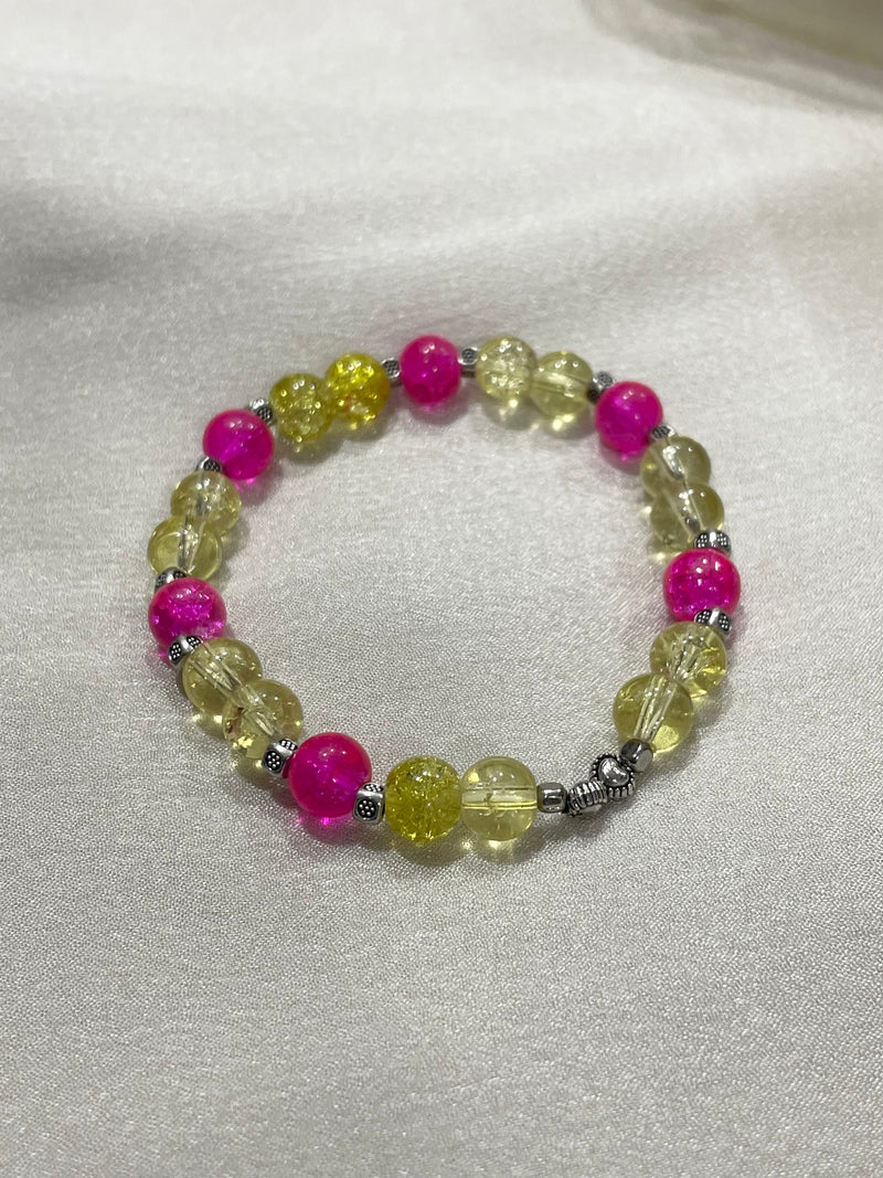 Green and pink Shiny beads bracelet