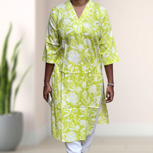 KC007 Pure cotton Floral Kurti