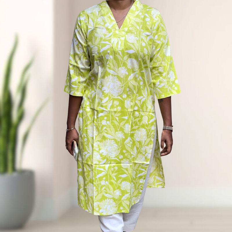 KC007 Pure cotton Floral Kurti