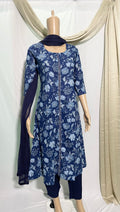 KS040 Indigo Print Kurti Set ( 3 Pc)