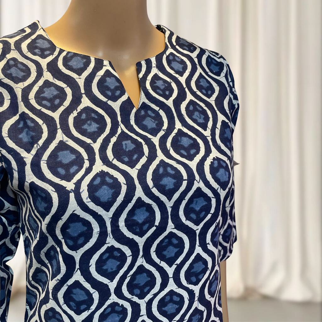 KC004 Pure Cotton Printed Indigo Color Kurti