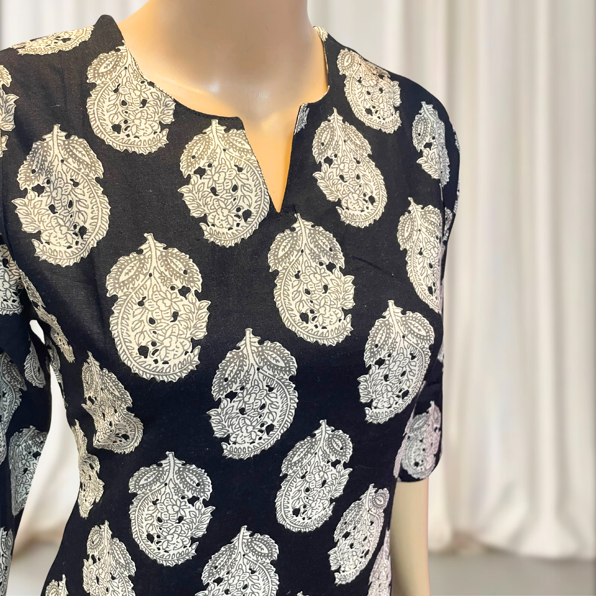 KC002 Pure Cotton Printed Black Color Kurti