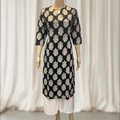KC002 Pure Cotton Printed Black Color Kurti