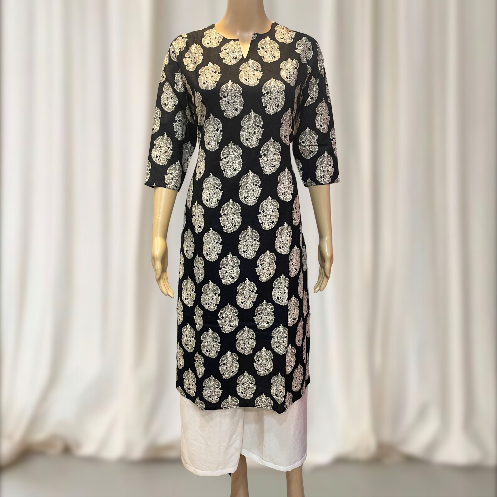 KC002 Pure Cotton Printed Black Color Kurti