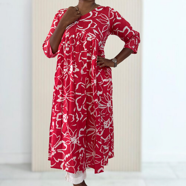 AK003 Pure Cotton Alia Cut Anarkali Crimson Color Kurti