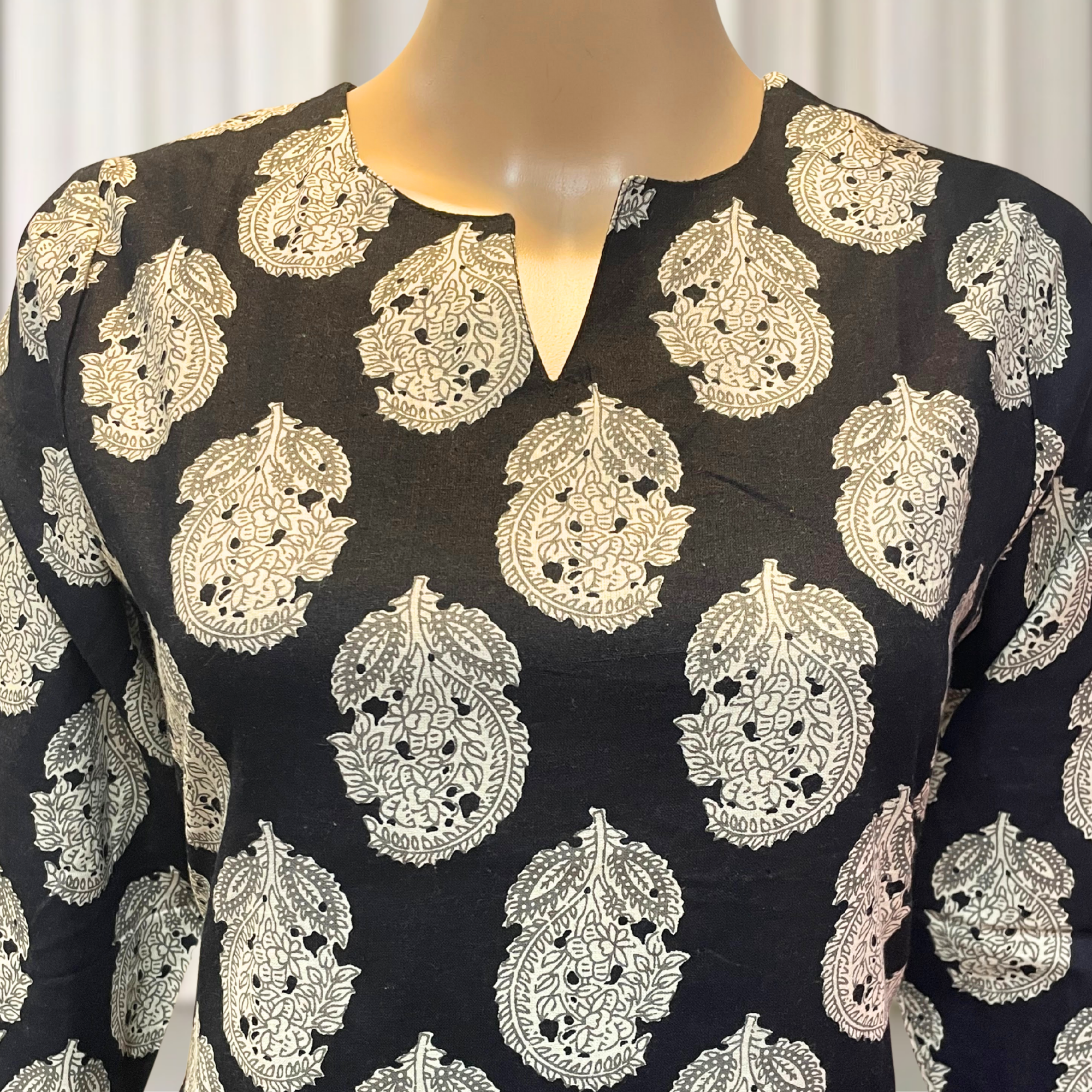 KC002 Pure Cotton Printed Black Color Kurti
