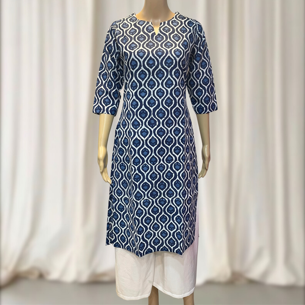 KC004 Pure Cotton Printed Indigo Color Kurti