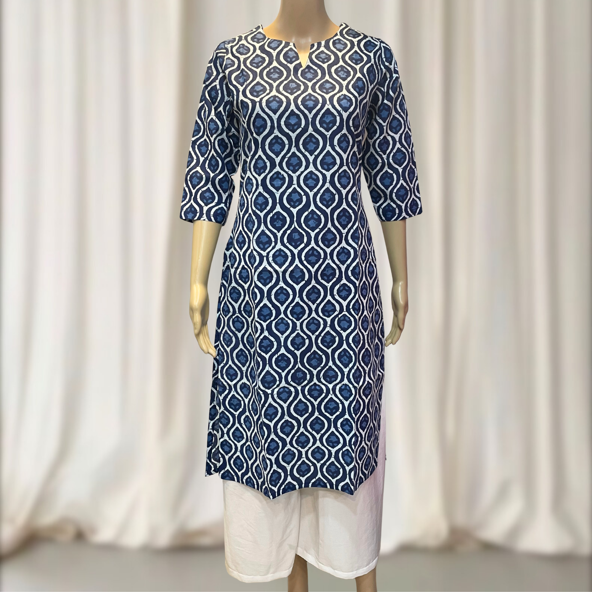 KC004 Pure Cotton Printed Indigo Color Kurti