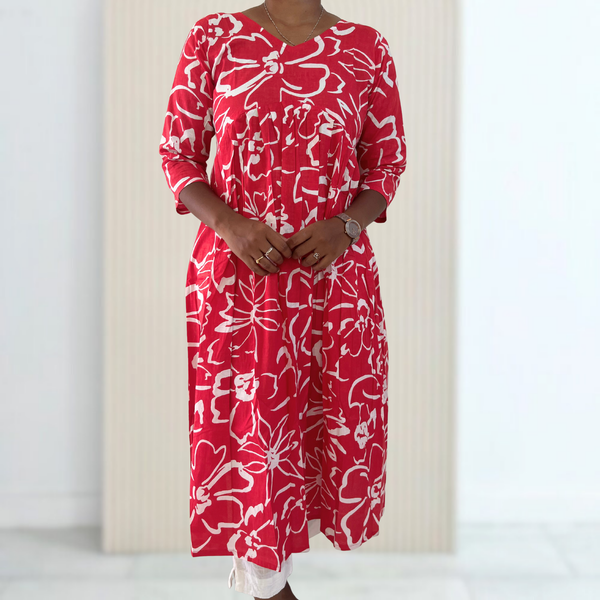 AK003 Pure Cotton Alia Cut Anarkali Crimson Color Kurti